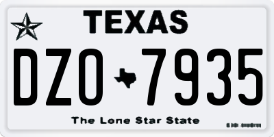 TX license plate DZO7935