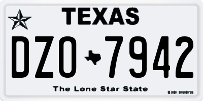 TX license plate DZO7942