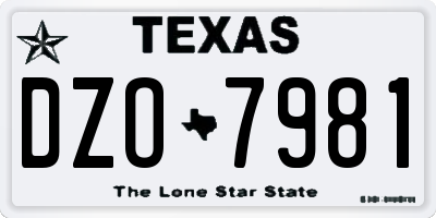 TX license plate DZO7981