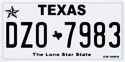 TX license plate DZO7983