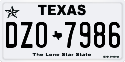 TX license plate DZO7986