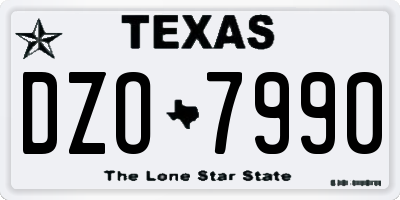 TX license plate DZO7990