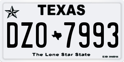 TX license plate DZO7993