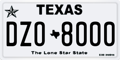 TX license plate DZO8000