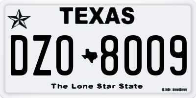TX license plate DZO8009