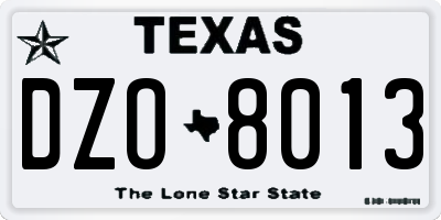 TX license plate DZO8013