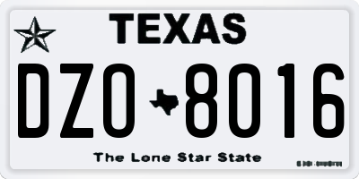 TX license plate DZO8016