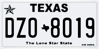 TX license plate DZO8019