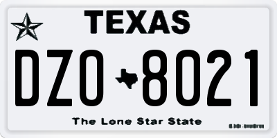 TX license plate DZO8021