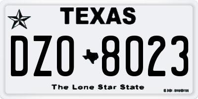TX license plate DZO8023