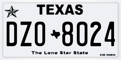 TX license plate DZO8024