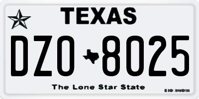 TX license plate DZO8025