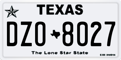 TX license plate DZO8027
