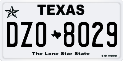TX license plate DZO8029