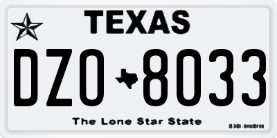 TX license plate DZO8033