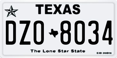 TX license plate DZO8034