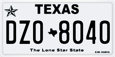 TX license plate DZO8040