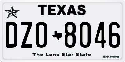 TX license plate DZO8046