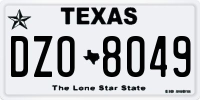 TX license plate DZO8049