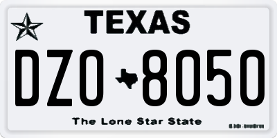 TX license plate DZO8050