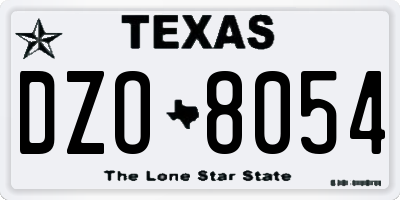 TX license plate DZO8054