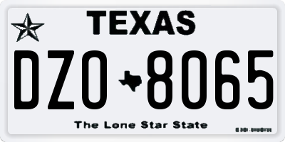 TX license plate DZO8065