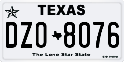TX license plate DZO8076