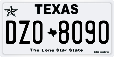 TX license plate DZO8090
