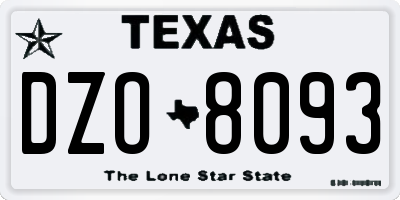 TX license plate DZO8093