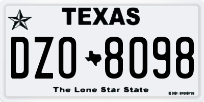 TX license plate DZO8098