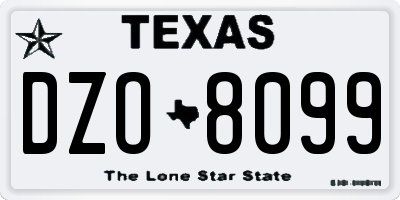 TX license plate DZO8099
