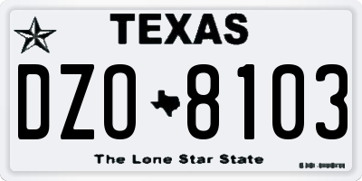 TX license plate DZO8103
