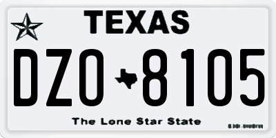 TX license plate DZO8105