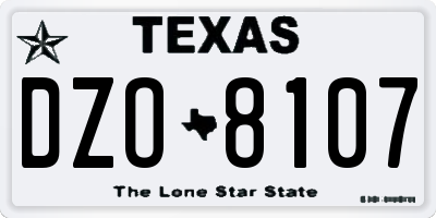 TX license plate DZO8107