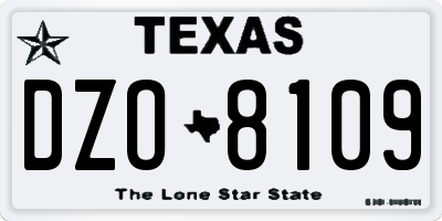 TX license plate DZO8109