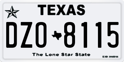 TX license plate DZO8115
