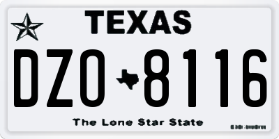 TX license plate DZO8116