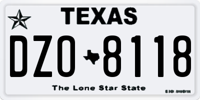 TX license plate DZO8118
