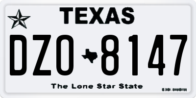 TX license plate DZO8147