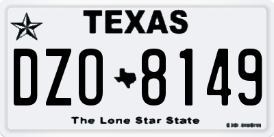 TX license plate DZO8149