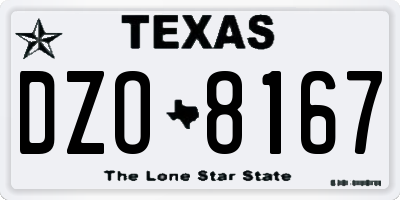 TX license plate DZO8167