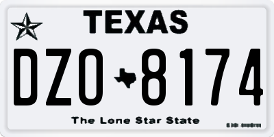 TX license plate DZO8174