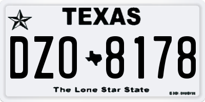 TX license plate DZO8178