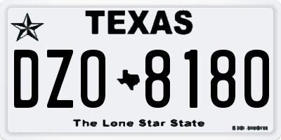 TX license plate DZO8180