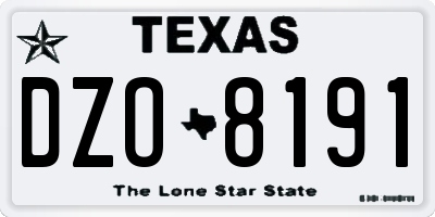 TX license plate DZO8191