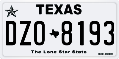 TX license plate DZO8193