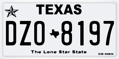 TX license plate DZO8197