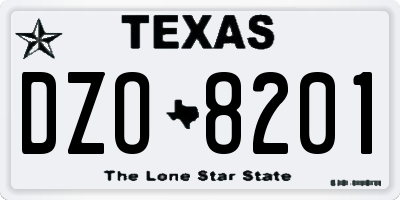 TX license plate DZO8201
