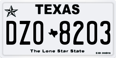 TX license plate DZO8203