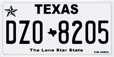 TX license plate DZO8205